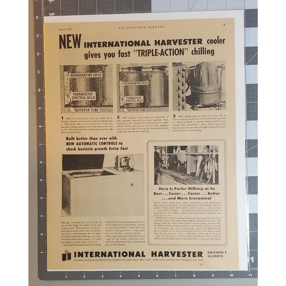 International Harvester Cooler Milker Advertisement 1951